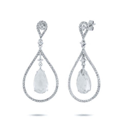0.54ct Diamond & 4.52ct White Topaz 14k White Gold Earring