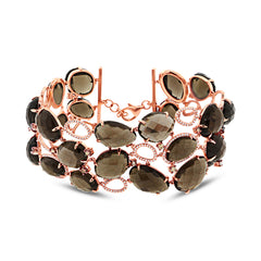 2.11ct White & Champagne Diamond & 121.23ct Smokey Topaz 14k Rose Gold Bracelet