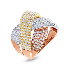 2.33ct 14k Three-tone Gold Diamond Bridge Ring