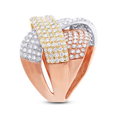 2.33ct 14k Three-tone Gold Diamond Bridge Ring