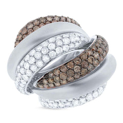 4.40ct 14k White Gold White & Champagne Diamond Bridge Ring