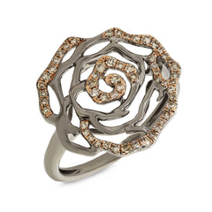 0.29ct 14k Black Rhodium Gold Diamond Flower Ring