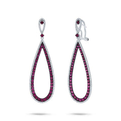 0.66ct Diamond & 1.75ct Pink Sapphire 14k White Gold Earring