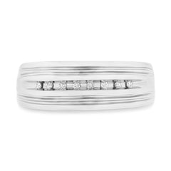 0.08ct 14k White Gold Diamond Men's Band