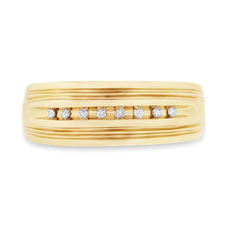 0.08ct 14k Yellow Gold Diamond Men's Band