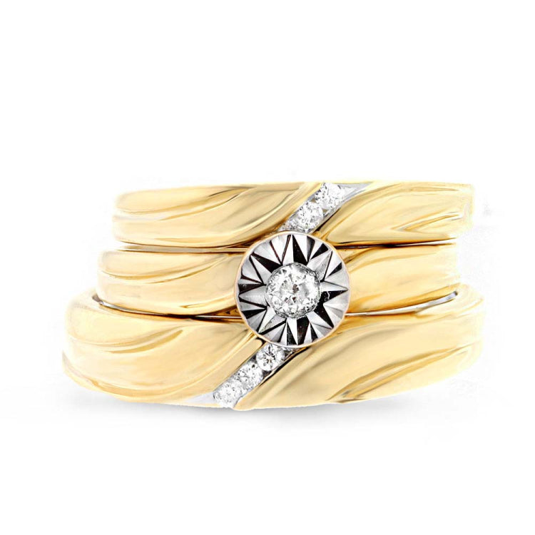 0.19ct 14k Yellow Gold Diamond Trio Set