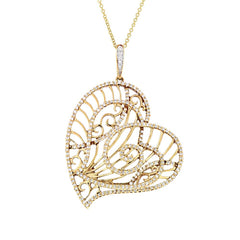 0.80ct 14k Yellow Gold Diamond Heart Necklace