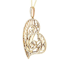 0.80ct 14k Yellow Gold Diamond Heart Necklace