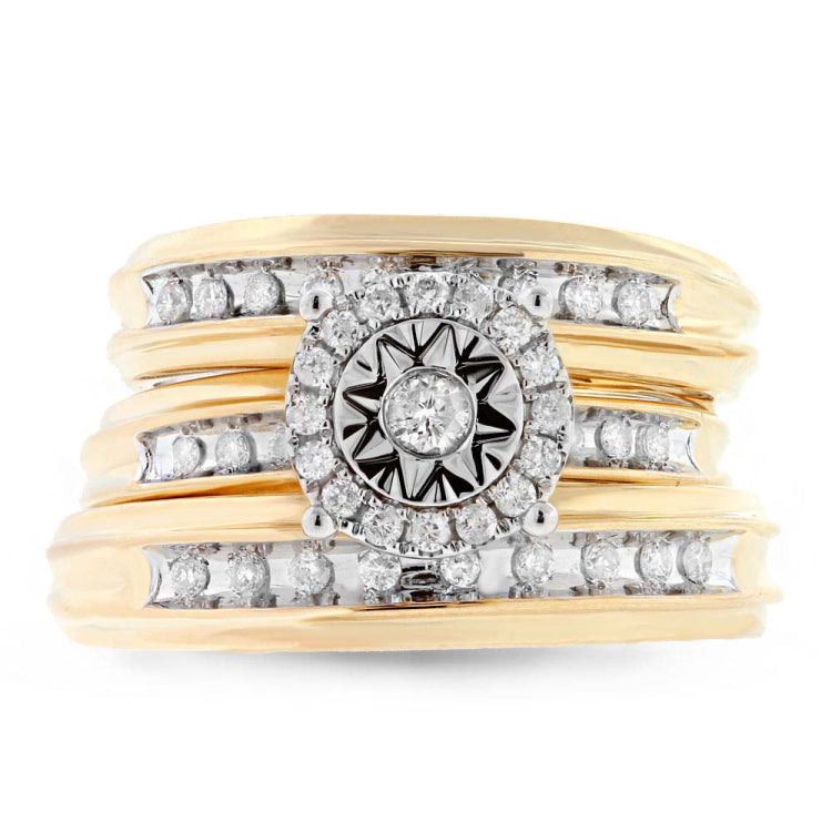 0.43ct 14k Yellow Gold Diamond Trio Set