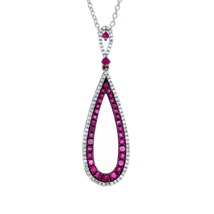 0.24ct Diamond & 0.91ct Ruby 14k White Gold Pendant