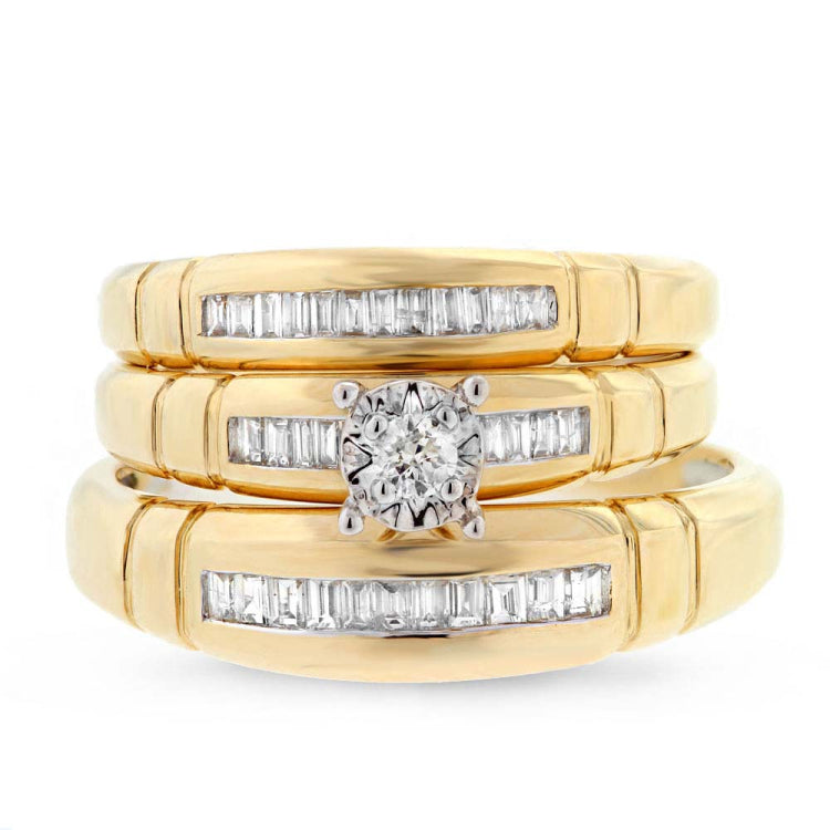 0.42ct 14k Two-tone Gold Diamond Trio Set Illusion