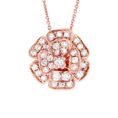 0.84ct 14k Rose Gold Diamond Flower Pendant