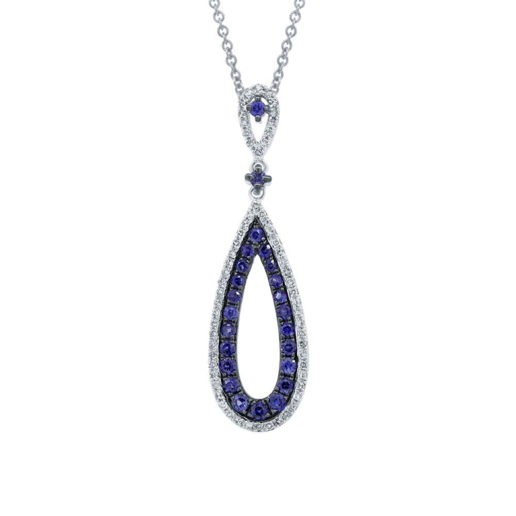 0.18ct Diamond & 0.47ct Blue Sapphire 14k White Gold Pendant