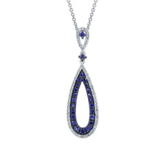 0.18ct Diamond & 0.47ct Blue Sapphire 14k White Gold Pendant