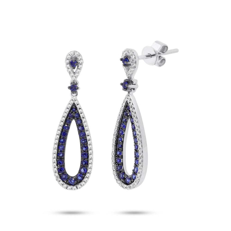 0.34ct Diamond & 0.66ct Blue Sapphire 14k White Gold Earring