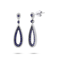 0.34ct Diamond & 0.66ct Blue Sapphire 14k White Gold Earring