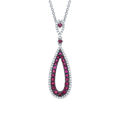 0.18ct Diamond & 0.60ct Ruby 14k White Gold Pendant