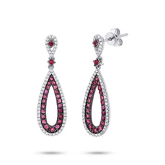 0.34ct Diamond & 0.92ct Ruby 14k White Gold Earring