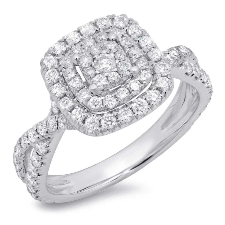 1.08ct 14k White Gold Diamond Cluster Engagement Ring