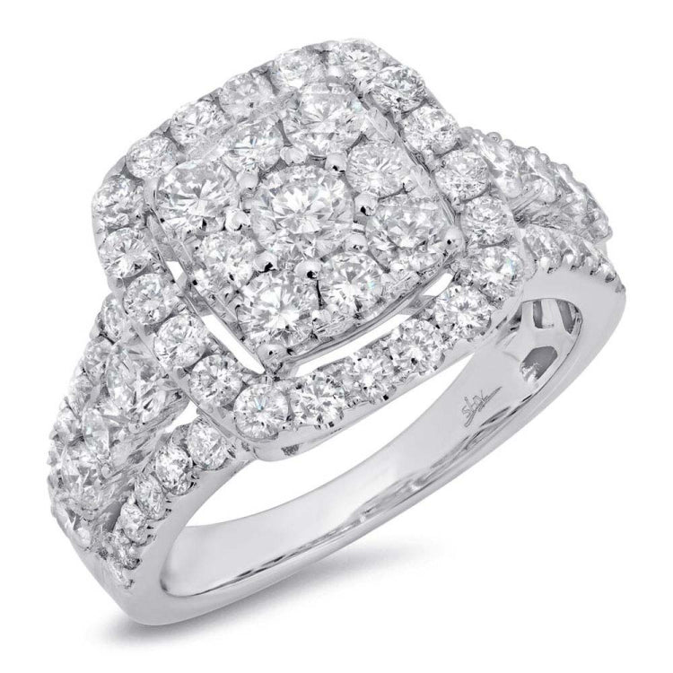 2.32ct 14k White Gold Diamond Cluster Engagement Ring