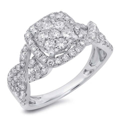 0.99ct 14k White Gold Diamond Cluster Engagement Ring