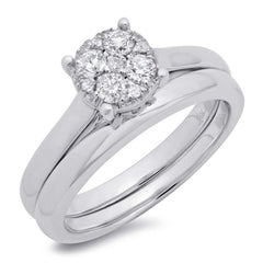 0.36ct 14k White Gold Diamond Cluster Wedding Set