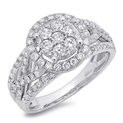 1.02ct 14k White Gold Diamond Cluster Engagement Ring
