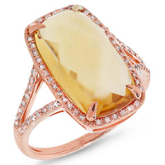 0.23ct Diamond & 6.19ct Citrine 14k Rose Gold Ring