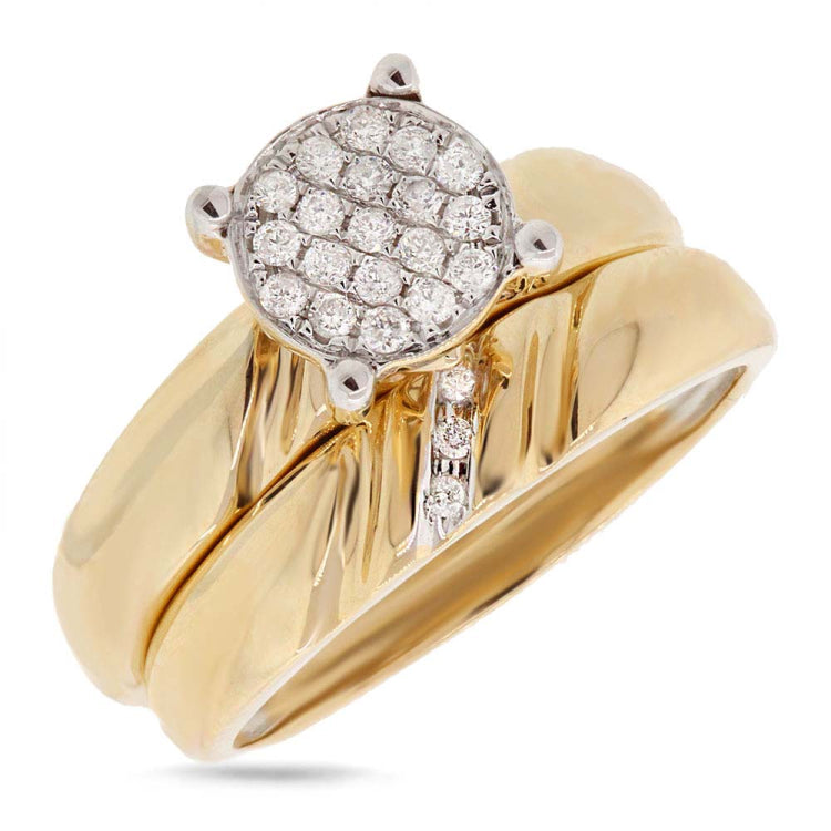 0.19ct 14k Yellow Gold Diamond Wedding Set Pave