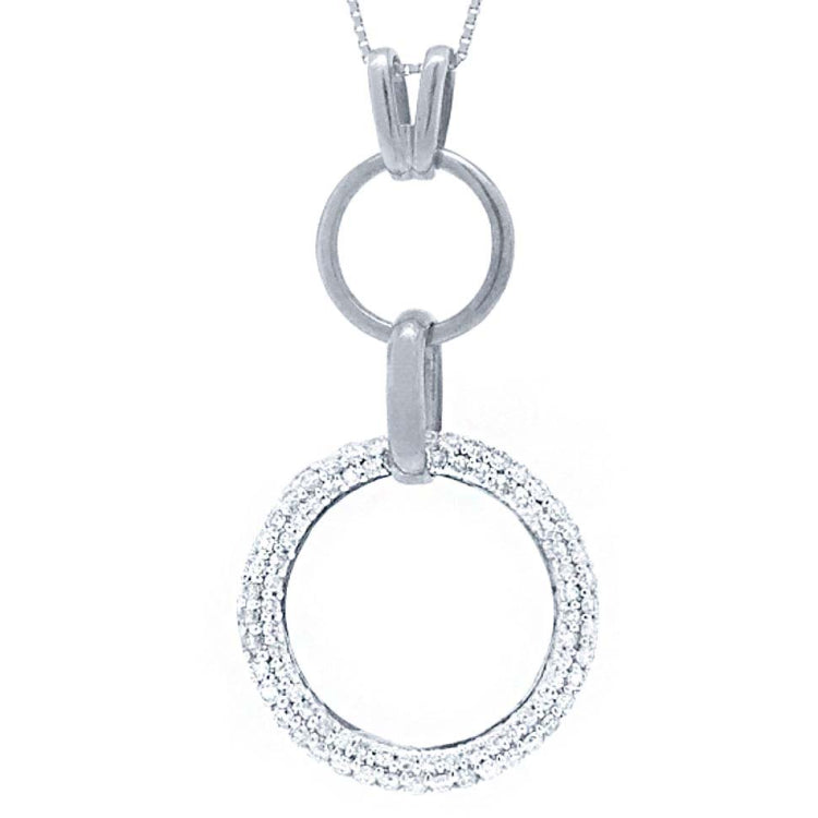 0.70ct 14k White Gold Diamond "O" Pave Pendant