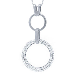 0.70ct 14k White Gold Diamond "O" Pave Pendant