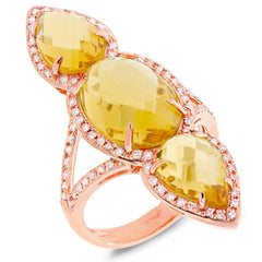 0.56ct Diamond & 8.94ct Citrine 14k Rose Gold Ring