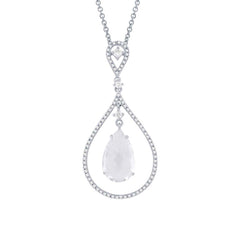 0.35ct Diamond & 3.18ct White Topaz 14k White Gold Pendant