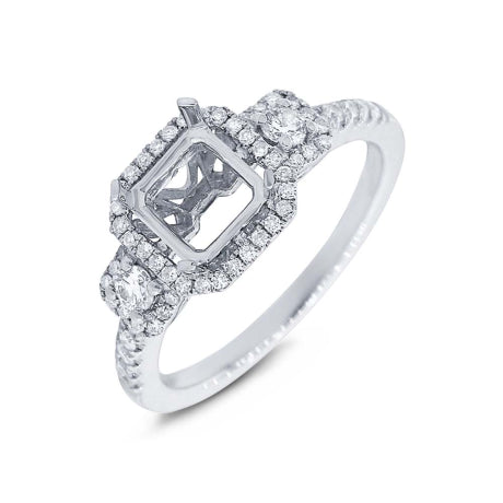 0.65ct 14k White Gold Diamond Semi-mount Ring Size 6.5