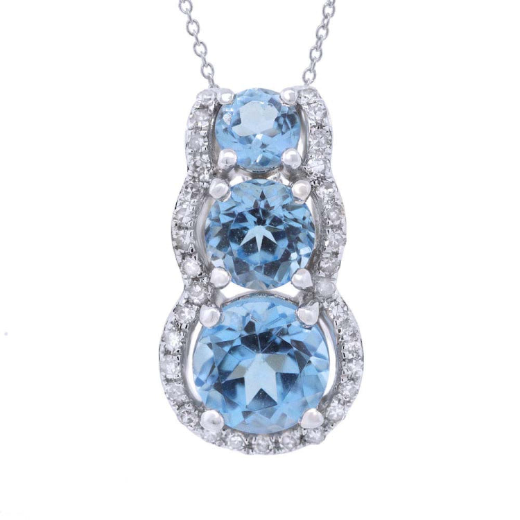 0.10ct Diamond & 1.19ct Blue Topaz 14k White Gold Pendant