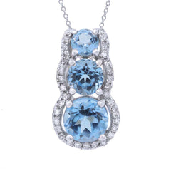 0.10ct Diamond & 1.19ct Blue Topaz 14k White Gold Pendant