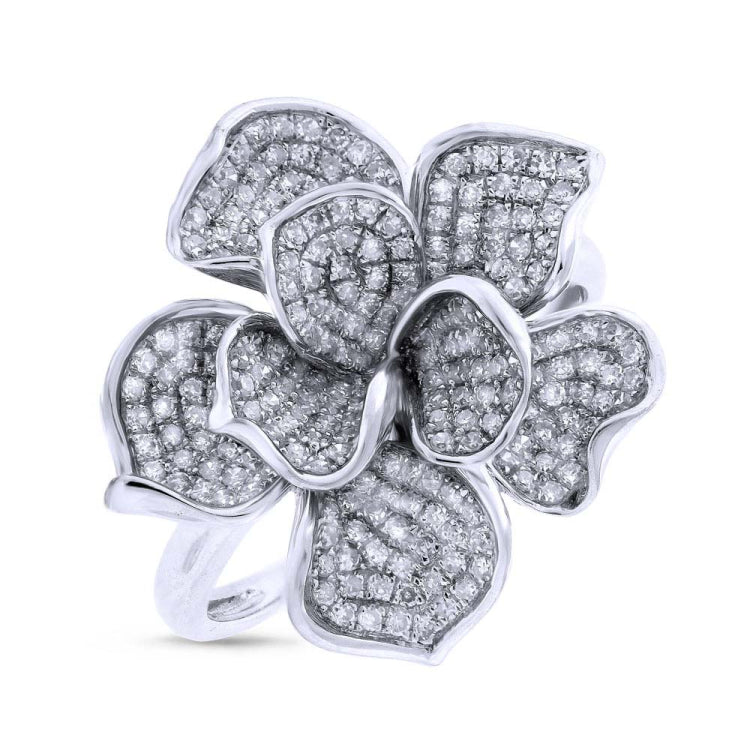 0.75ct 14k White Gold Diamond Flower Ring