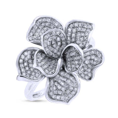 0.75ct 14k White Gold Diamond Flower Ring