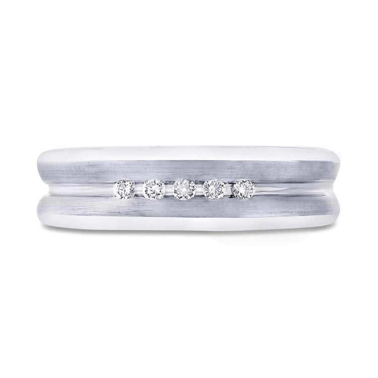 0.12ct 14k White Gold Diamond Men's Band