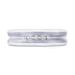 0.12ct 14k White Gold Diamond Men's Band