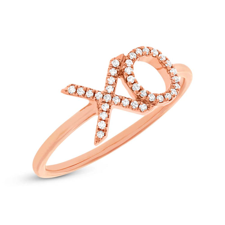 0.09ct 14k Rose Gold Diamond "XO" Ring Size 4