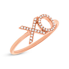 0.09ct 14k Rose Gold Diamond "XO" Ring Size 4