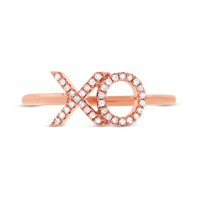 0.09ct 14k Rose Gold Diamond "XO" Ring Size 4