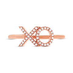 0.09ct 14k Rose Gold Diamond "XO" Ring Size 4