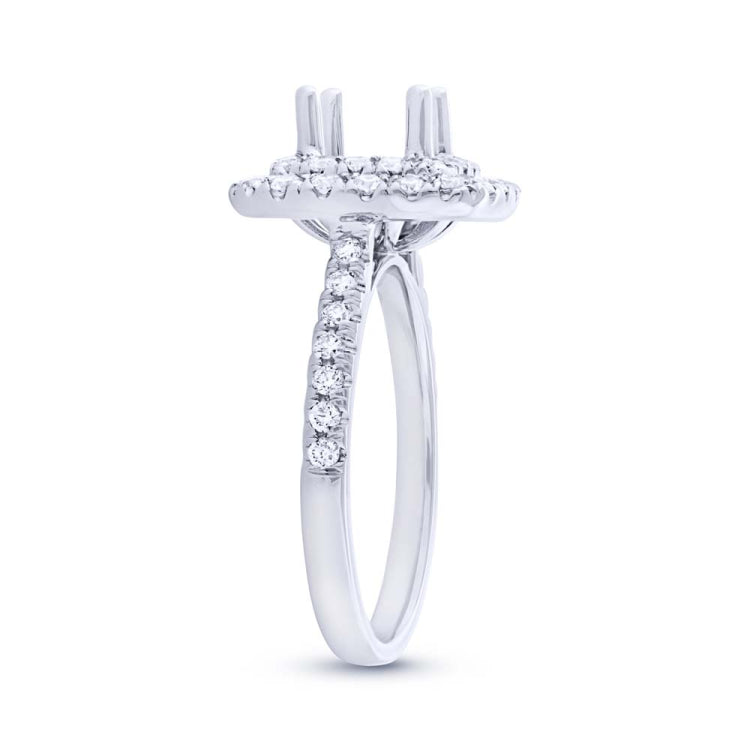 0.73ct 14k White Gold Diamond Semi-mount Ring for 6.5x6.5mm Center