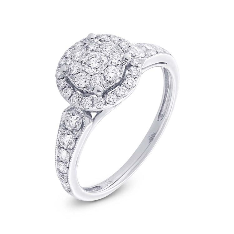 0.89ct 14k White Gold Diamond Cluster Lady's Ring