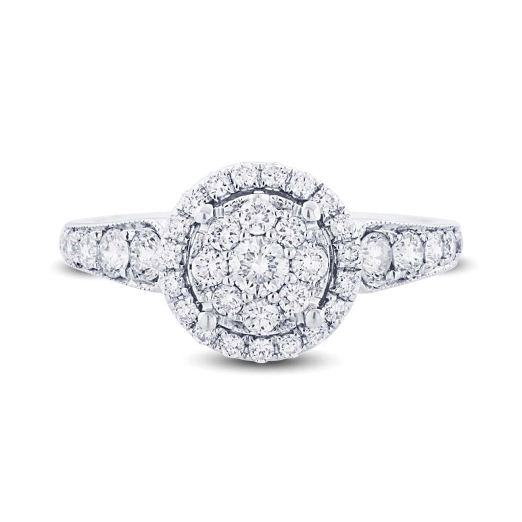 0.89ct 14k White Gold Diamond Cluster Lady's Ring
