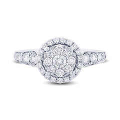0.89ct 14k White Gold Diamond Cluster Lady's Ring