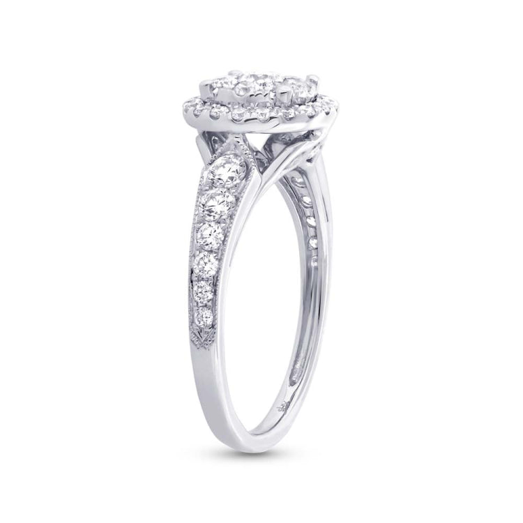 0.89ct 14k White Gold Diamond Cluster Lady's Ring