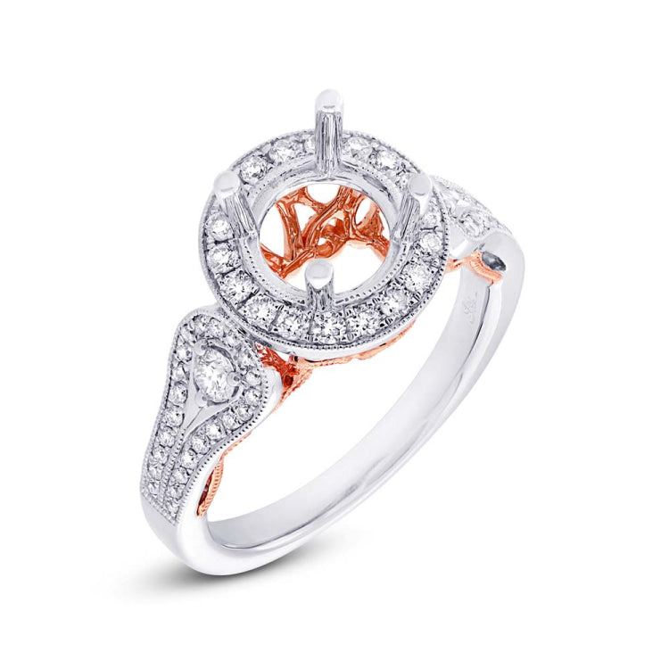 0.58ct 14k Two-tone Rose Gold Diamond Semi-mount Ring